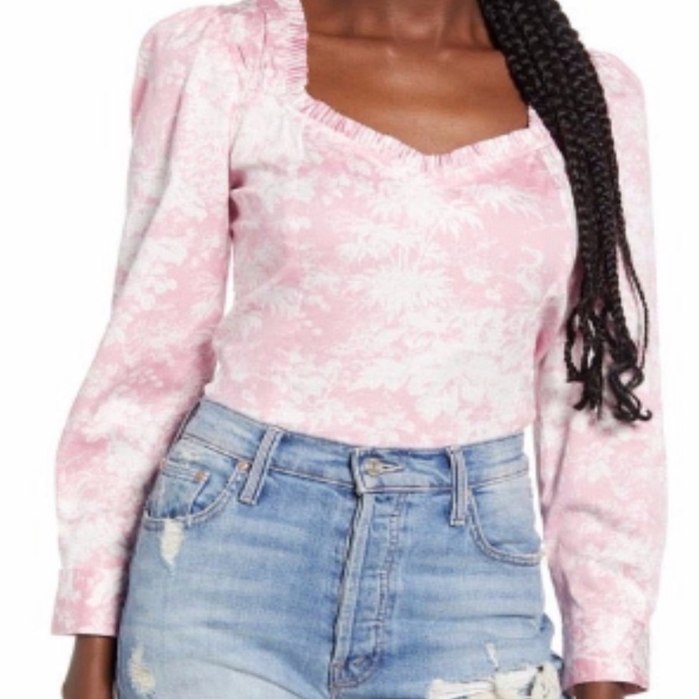 Pink and white WAYF long sleeve top